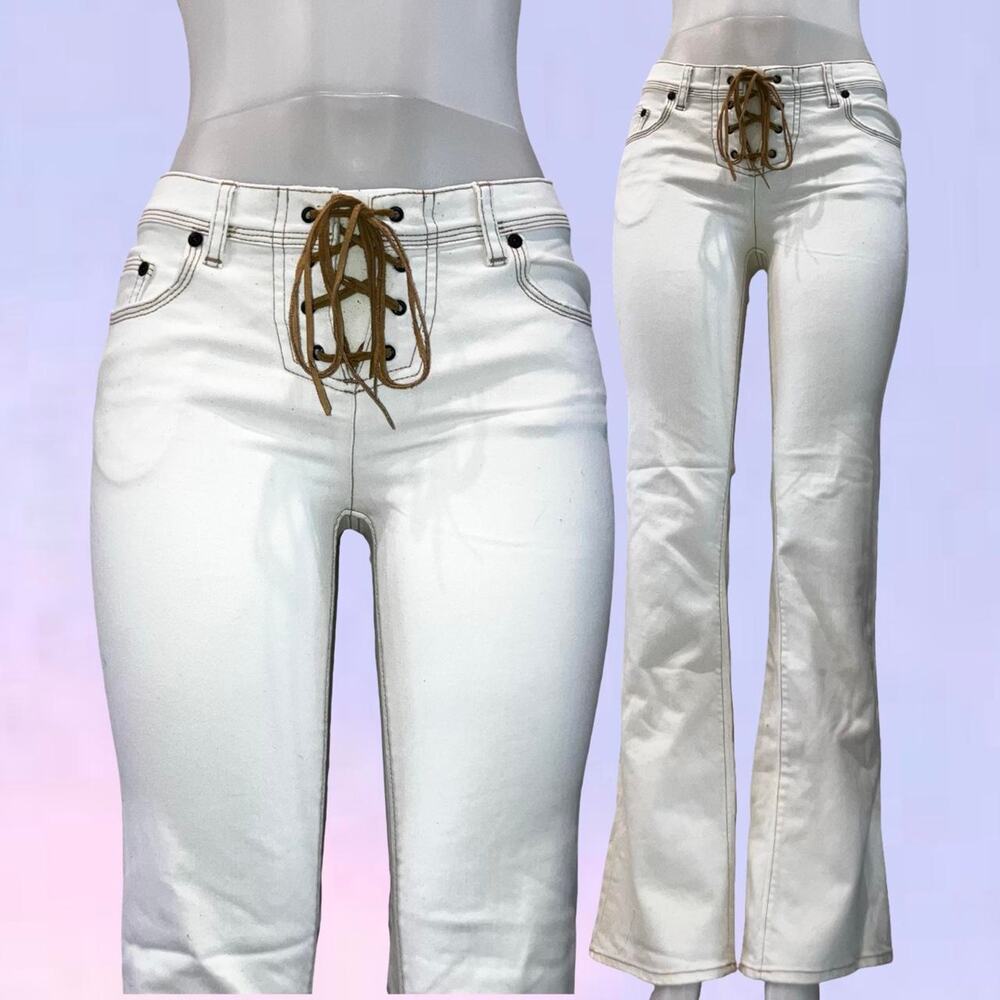 Vintage 90s y2k corset lace up flare pants express